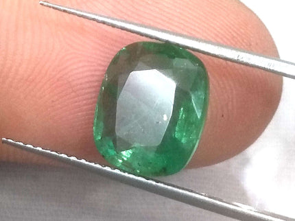 3.61ct Swat Emerald, Certified Natural Medium Deep Green Cushion Cut Gemstone