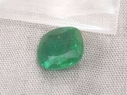 3.61ct Swat Emerald, Certified Natural Medium Deep Green Cushion Cut Gemstone