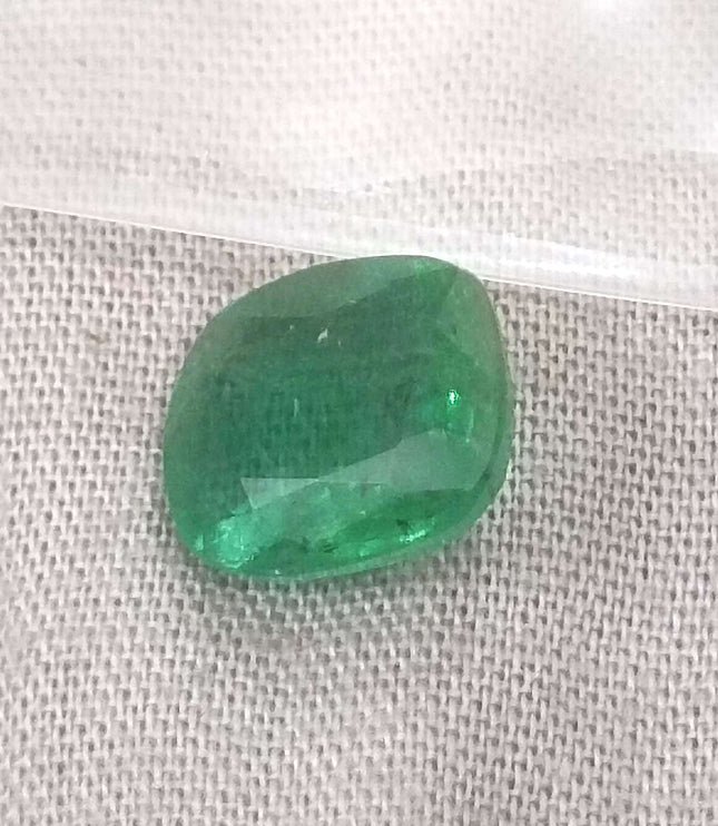 3.61ct Swat Emerald, Certified Natural Medium Deep Green Cushion Cut Gemstone