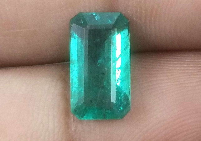 2.90ct GSI USA Certified Medium Deep Green Zambian Emerald Minor Oiled Loose Gemstone