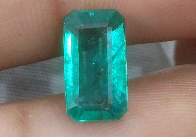 2.90ct GSI USA Certified Medium Deep Green Zambian Emerald Minor Oiled Loose Gemstone
