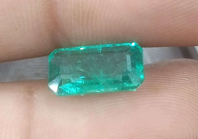 2.90ct GSI USA Certified Medium Deep Green Zambian Emerald Minor Oiled Loose Gemstone