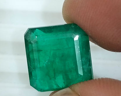 GSI Certified 10.81ct Deep Green Swat Emerald, 100% Natural Gemstone