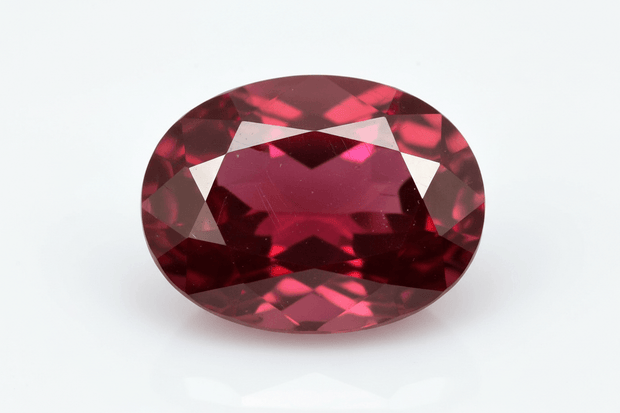 burmese, slightly included oval cut blood red ruby