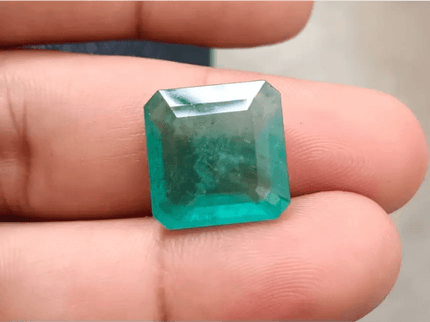Certified 15.05ct Big Size Emerald Cut Zambian Emerald, Natural Earth Mined Gemstone - SMSGEMS 
