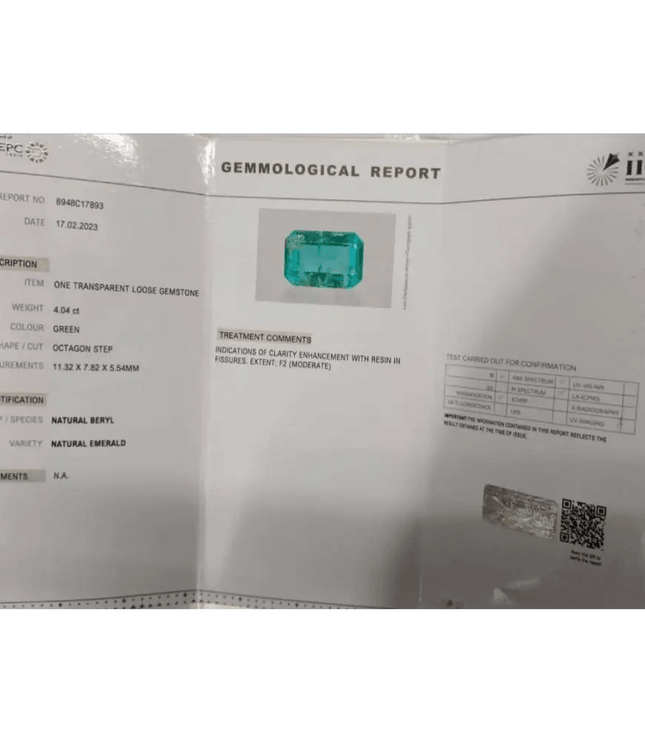 Certified 4.04ct Emerald, Natural Gemstone - SMSGEMS 