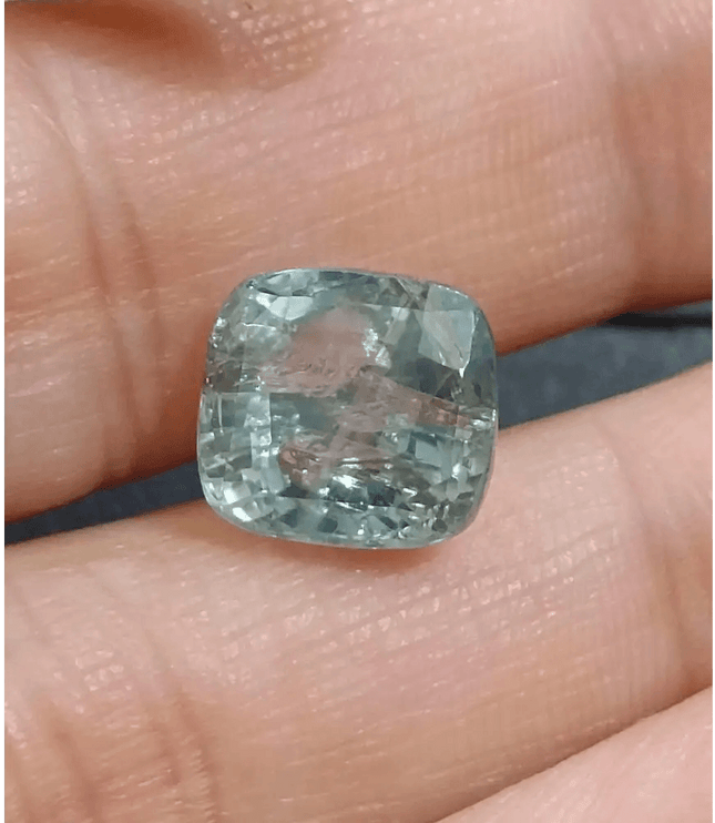 Certified 7.32ct Light Metallic Green Ceylon Sapphire, Natural untreated Gemstone - SMSGEMS 