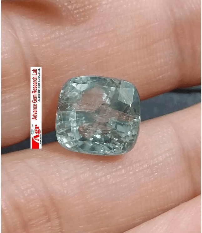 Certified 7.32ct Light Metallic Green Ceylon Sapphire, Natural untreated Gemstone - SMSGEMS 