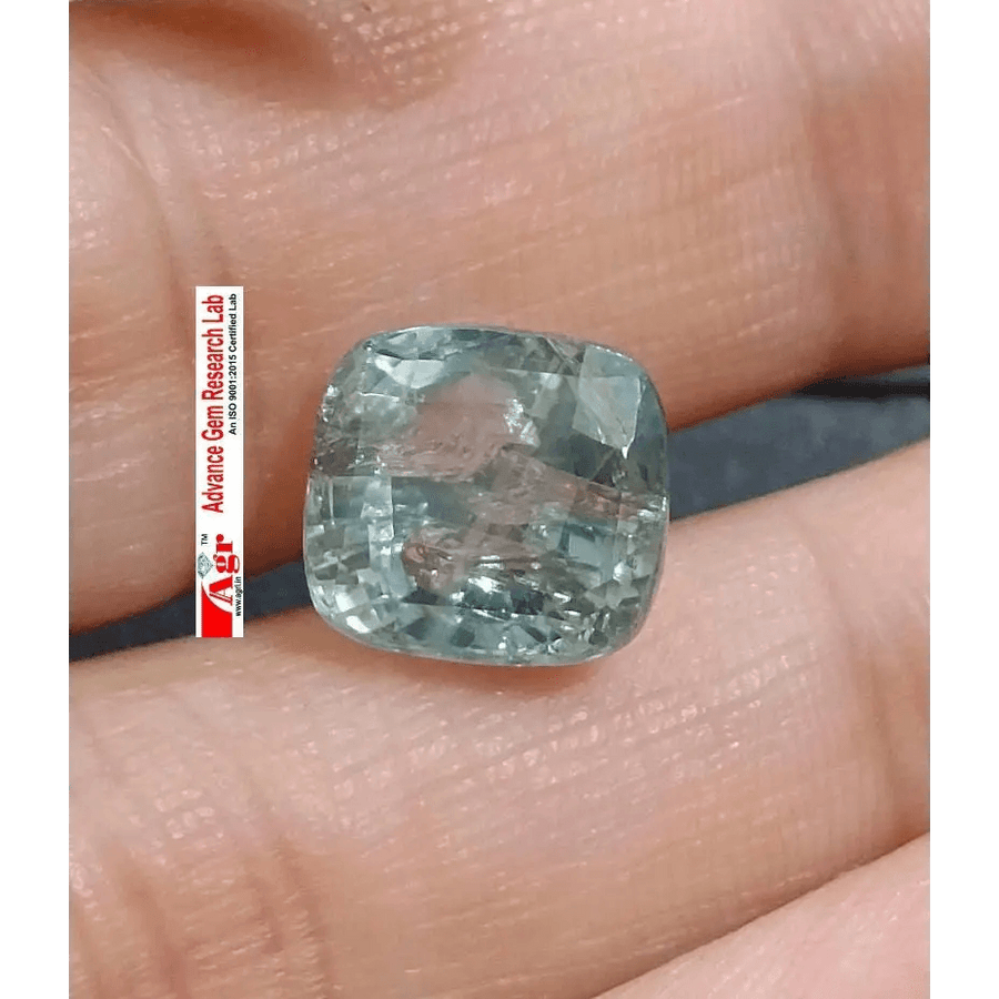 Certified 7.32ct Light Metallic Green Ceylon Sapphire, Natural untreated Gemstone - SMSGEMS 