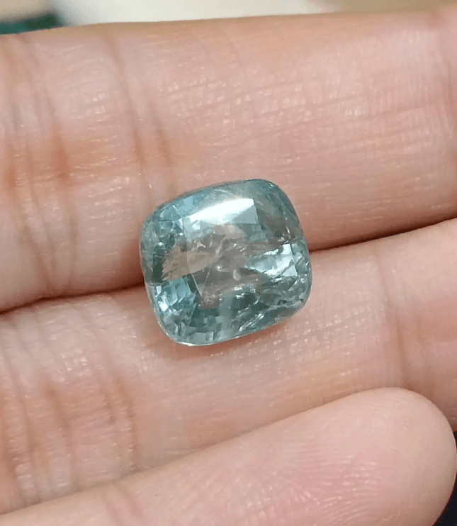 Certified 7.32ct Light Metallic Green Ceylon Sapphire, Natural untreated Gemstone - SMSGEMS 