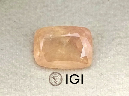Unheated Padparadscha Sapphire 5.28ct Natural IGI Certified Cushion Cut Pinkish Orange Loose Gemstone