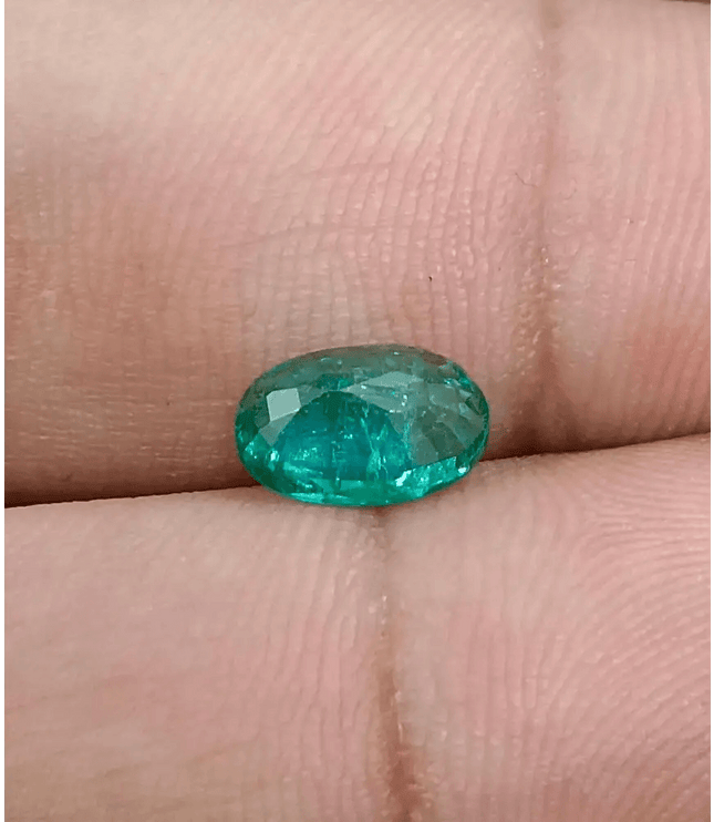 GSI Certified 1.16ct Vivid Green Zambian Emerald , Natural Earth Mined Gemstone - SMSGEMS 