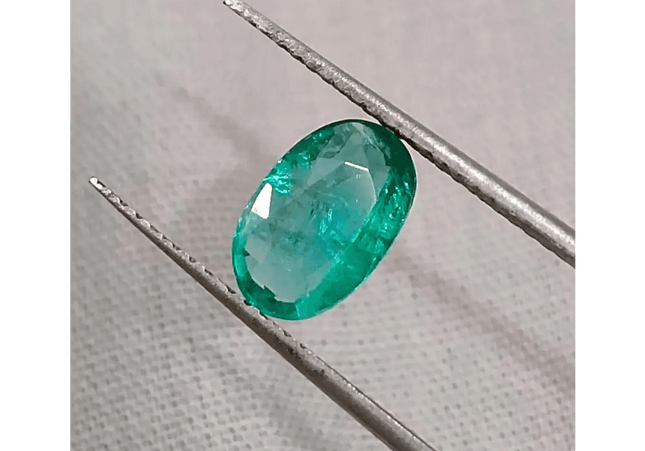 GSI Certified 1.16ct Vivid Green Zambian Emerald , Natural Earth Mined Gemstone - SMSGEMS 