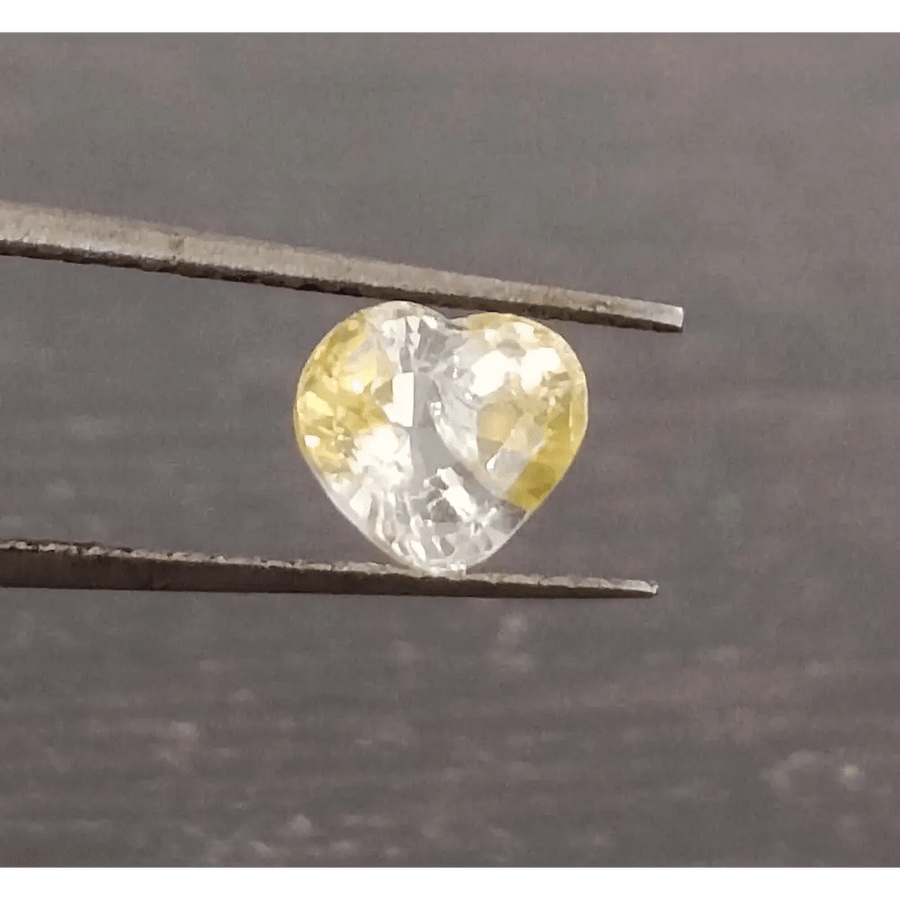 GSI Certified 1.17ct Modified Heart Cut Light Yellow Ceylon Sapphire, Natural Untreated Gemstone - SMSGEMS 