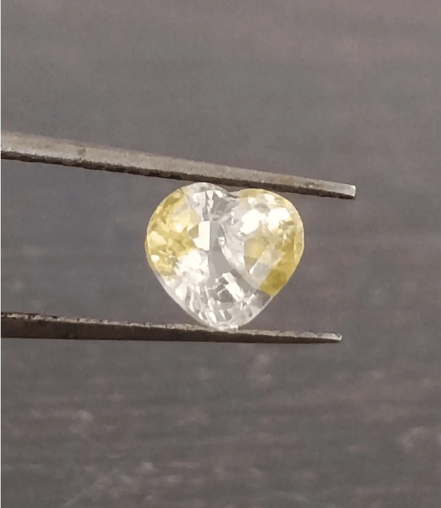 GSI Certified 1.17ct Modified Heart Cut Light Yellow Ceylon Sapphire, Natural Untreated Gemstone - SMSGEMS 