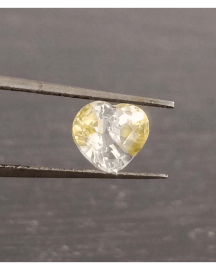 GSI Certified 1.17ct Modified Heart Cut Light Yellow Ceylon Sapphire, Natural Untreated Gemstone - SMSGEMS 