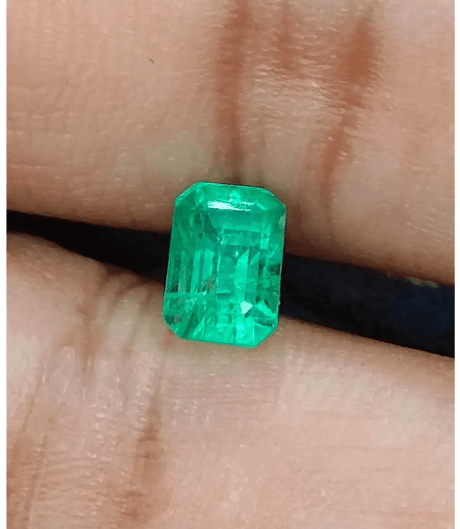 Vivid Green Emerald Cut Colombian Gemstone - SMSGEMS 