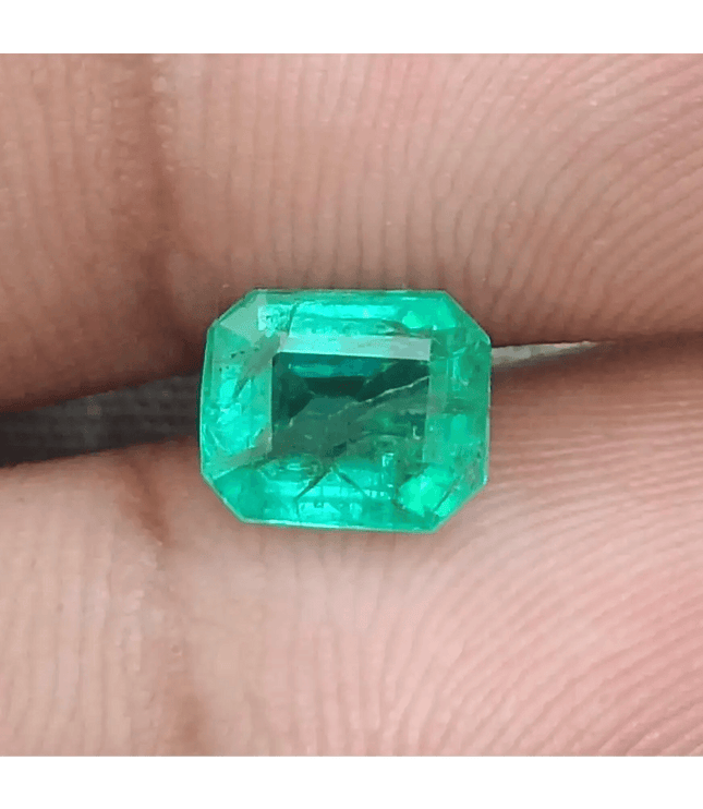 GSI Certified 1.42ct Zambian Emerald, 100% Natural Gemstone - SMSGEMS 