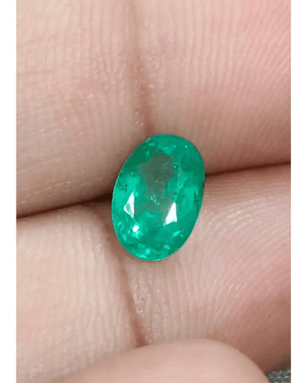 GSI Certified 1.46ct Medium Vivid Green Zambian Emerald , 100% Natural Earth Mined Gemstone - SMSGEMS 