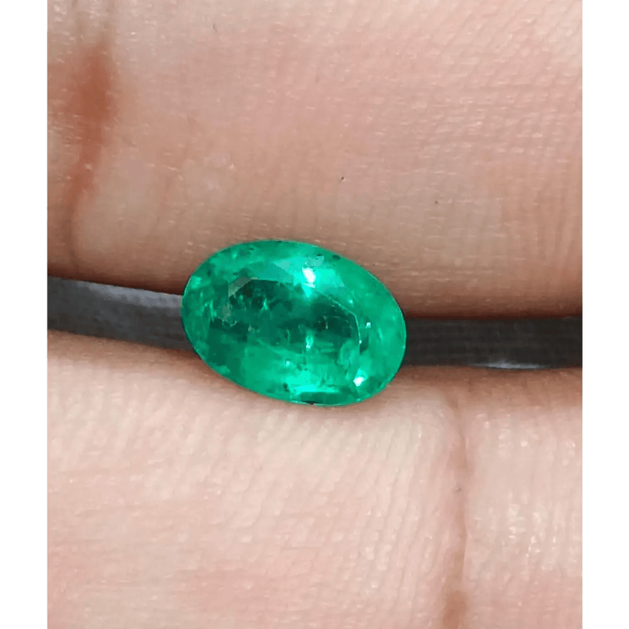 GSI Certified 1.46ct Medium Vivid Green Zambian Emerald , 100% Natural Earth Mined Gemstone - SMSGEMS 