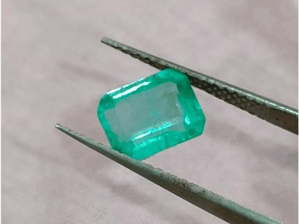GSI Certified 1.54ct Pastel Green Emerald , 100% Natural Earth Mined Gem. - SMSGEMS 