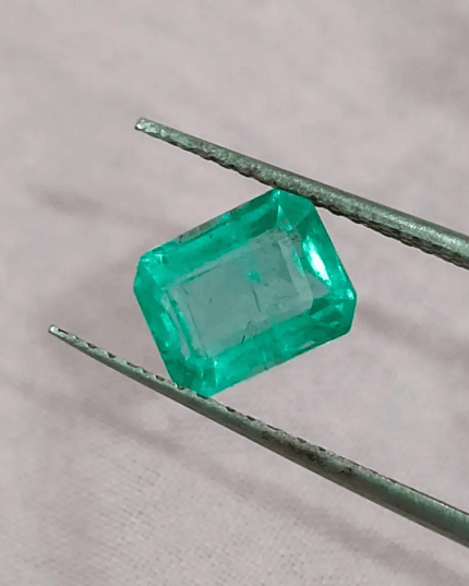 GSI Certified 1.54ct Pastel Green Emerald , 100% Natural Earth Mined Gem. - SMSGEMS 
