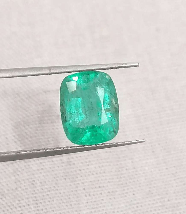 1.66ct Medium Electric Green Emerald GSI Certified Gemstone - SMSGEMS 