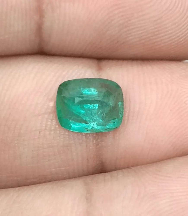 1.66ct Medium Electric Green Emerald GSI Certified Gemstone - SMSGEMS 