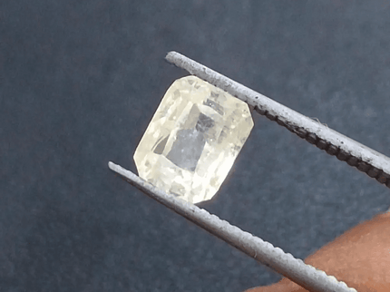 GSI Certified 1.75ct Emerald Cut Light Yellow Ceylon Sapphire, Natural Untreated Gemstone - SMSGEMS 