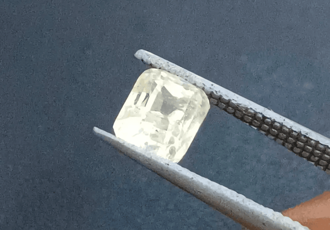GSI Certified 1.75ct Emerald Cut Light Yellow Ceylon Sapphire, Natural Untreated Gemstone - SMSGEMS 