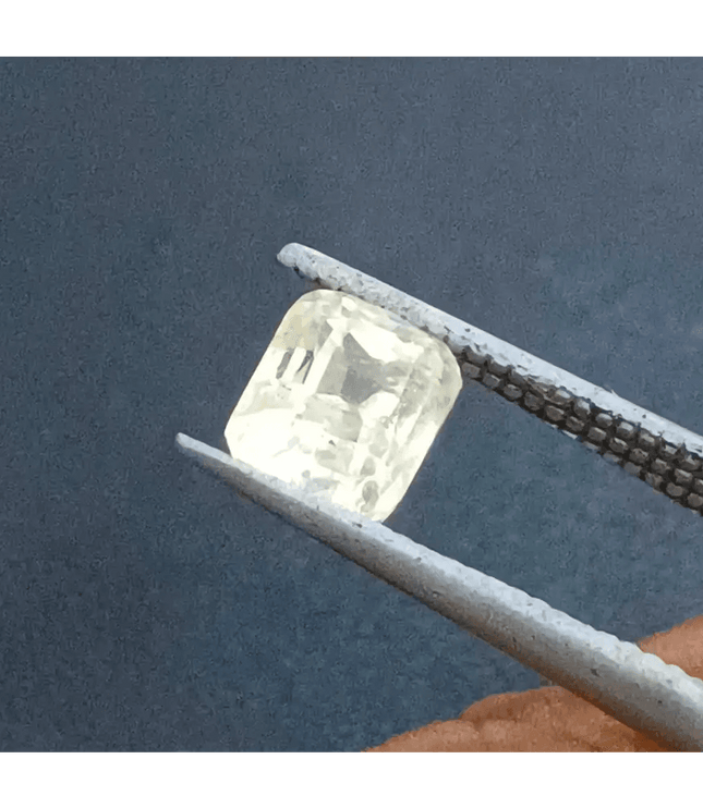 GSI Certified 1.75ct Emerald Cut Light Yellow Ceylon Sapphire, Natural Untreated Gemstone - SMSGEMS 