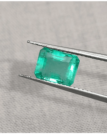 GSI Certified 1.85ct Intense Green Zambian Emerald, 100% Natural Gem - SMSGEMS 