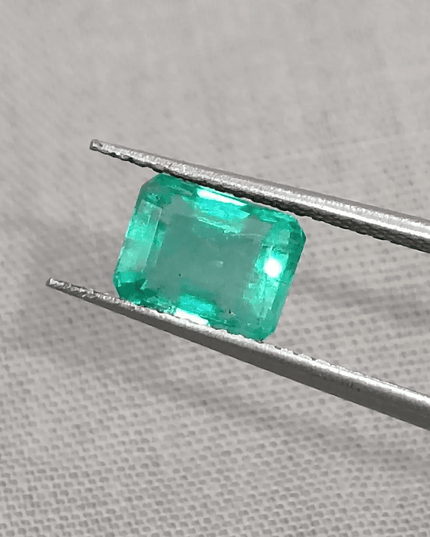 GSI Certified 1.85ct Intense Green Zambian Emerald, 100% Natural Gem - SMSGEMS 
