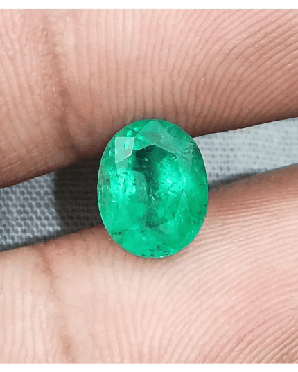 GSI Certified 1.90ct Vivid Medium Green Emerald, Natural Gemstone - SMSGEMS 
