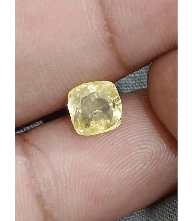 GSI Certified 1.91ct Cushion Cut Yellow Ceylon Sapphire, Natural Untreated Gemstone - SMSGEMS 