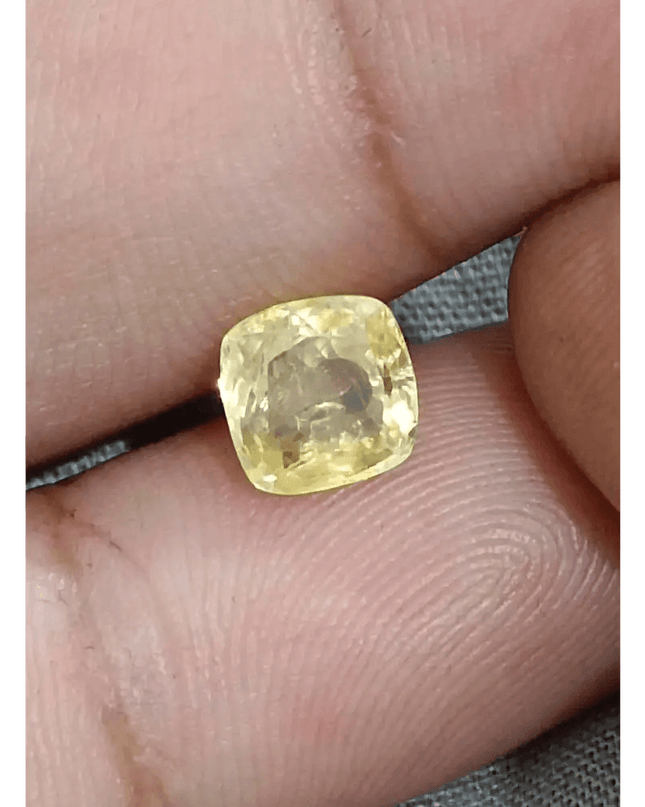 GSI Certified 1.91ct Cushion Cut Yellow Ceylon Sapphire, Natural Untreated Gemstone - SMSGEMS 