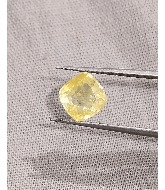 GSI Certified 1.91ct Cushion Cut Yellow Ceylon Sapphire, Natural Untreated Gemstone - SMSGEMS 