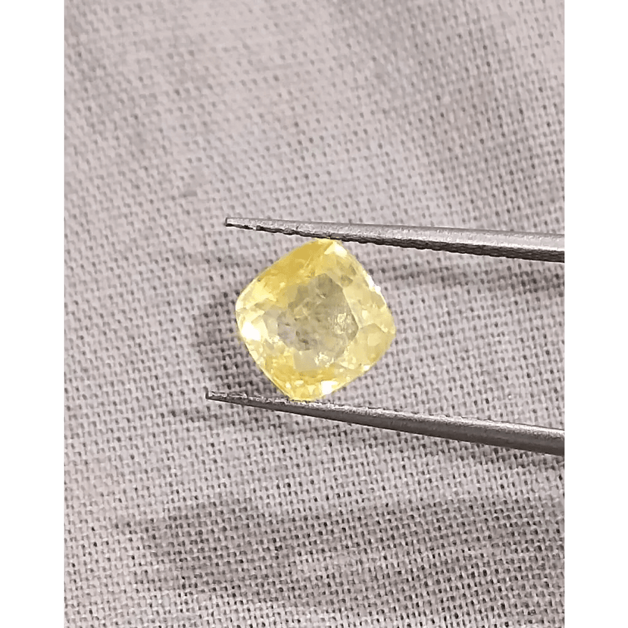 GSI Certified 1.91ct Cushion Cut Yellow Ceylon Sapphire, Natural Untreated Gemstone - SMSGEMS 