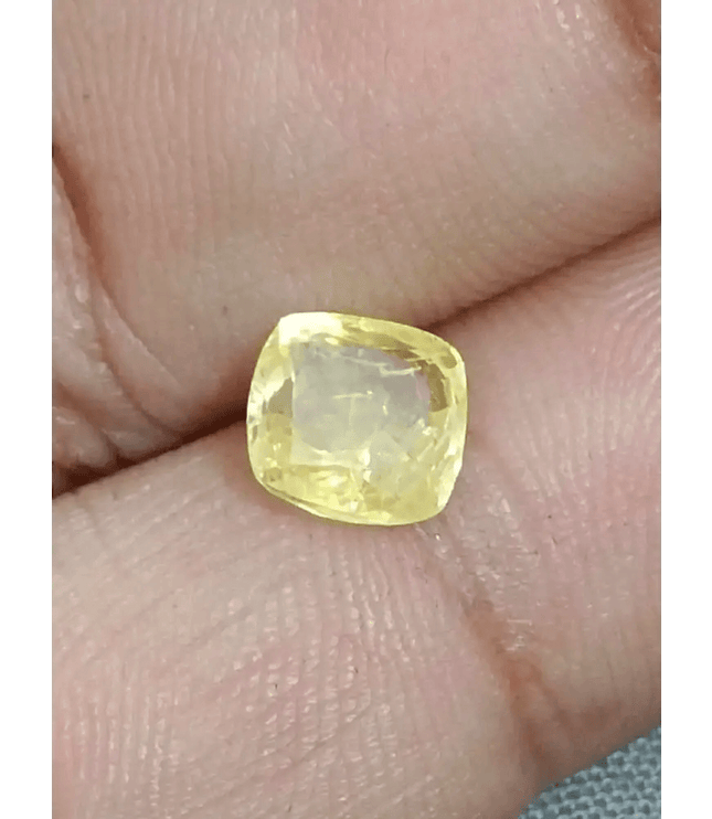 GSI Certified 1.91ct Cushion Cut Yellow Ceylon Sapphire, Natural Untreated Gemstone - SMSGEMS 