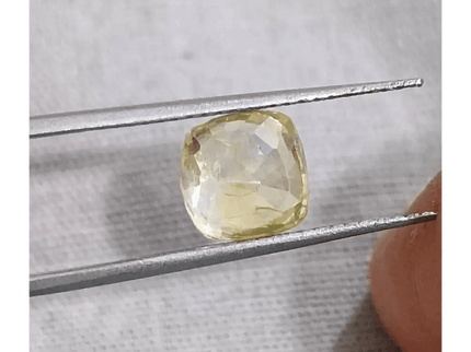 GSI Certified 1.91ct Cushion Cut Yellow Ceylon Sapphire, Natural Untreated Gemstone - SMSGEMS 