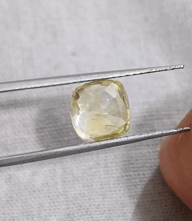 GSI Certified 1.91ct Cushion Cut Yellow Ceylon Sapphire, Natural Untreated Gemstone - SMSGEMS 