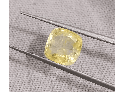 GSI Certified 1.91ct Cushion Cut Yellow Ceylon Sapphire, Natural Untreated Gemstone - SMSGEMS 