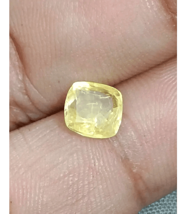 GSI Certified 1.91ct Cushion Cut Yellow Ceylon Sapphire, Natural Untreated Gemstone - SMSGEMS 