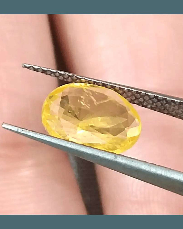 GSI Certified 1.92ct Yellow Sapphire, Natural Heated Gemstone - SMSGEMS 