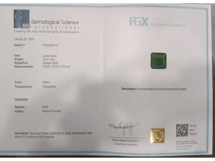 10.81ct Deep Green Swat Emerald Gemstone - SMSGEMS 