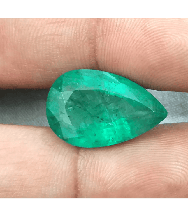 GSI Certified 13.47ct Medium Deep Golden Green Swat Emerald, Natural Gemstone - SMSGEMS 