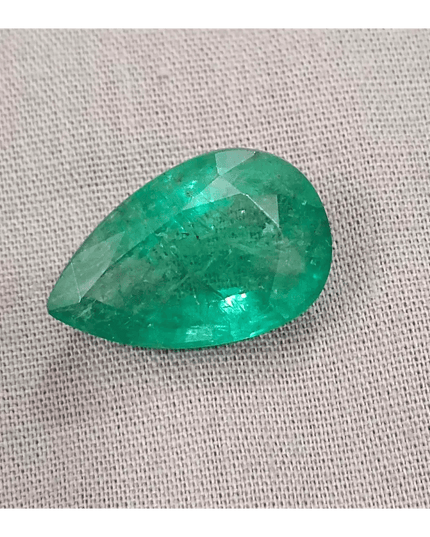 GSI Certified 13.47ct Medium Deep Golden Green Swat Emerald, Natural Gemstone - SMSGEMS 