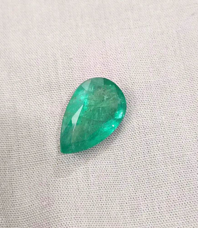GSI Certified 13.47ct Medium Deep Golden Green Swat Emerald, Natural Gemstone - SMSGEMS 