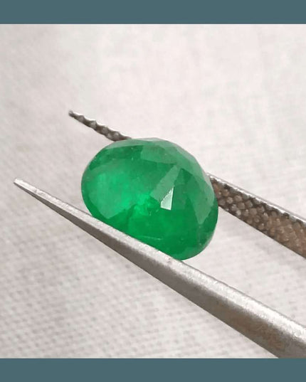 2.10ct Deep Green Emerald certified by GSI - SMSGEMS 