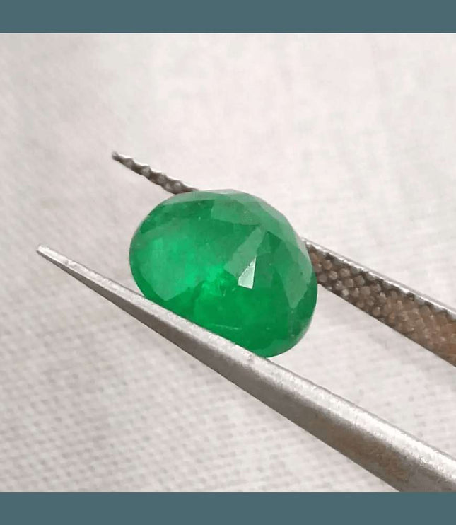 2.10ct Deep Green Emerald certified by GSI - SMSGEMS 